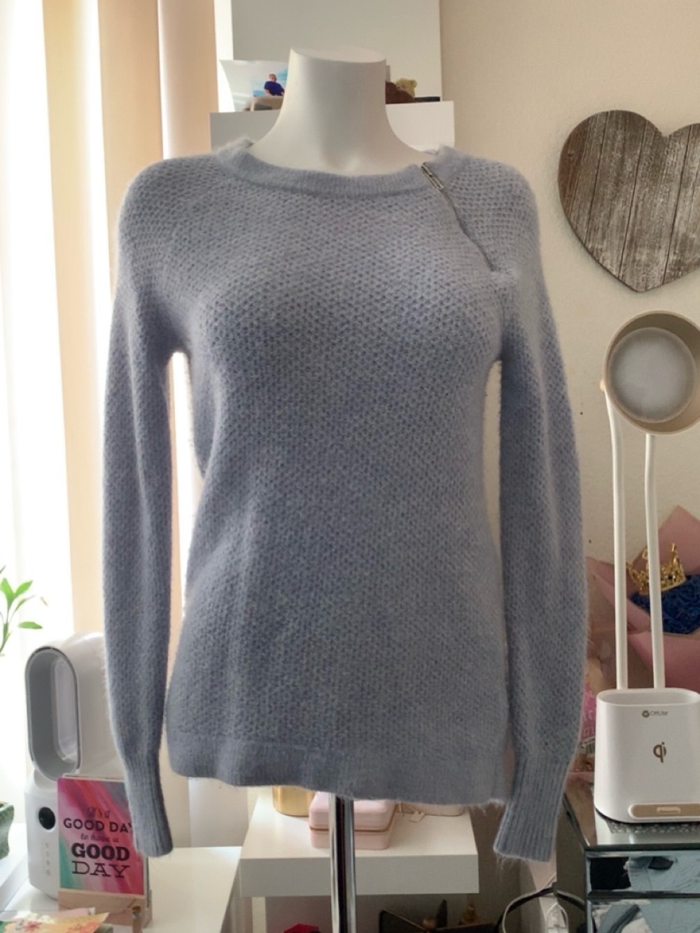 Abercrombie & Fitch Pale Blue Fuzzy Crewneck Sweater
